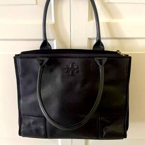 Tory Burch black leather computer bag/brief case